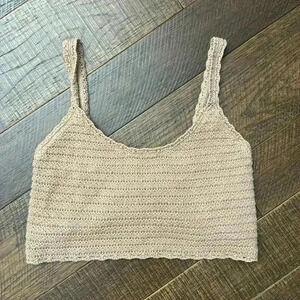 Aerie Cropped Crotchet Knit Bralette / Tank